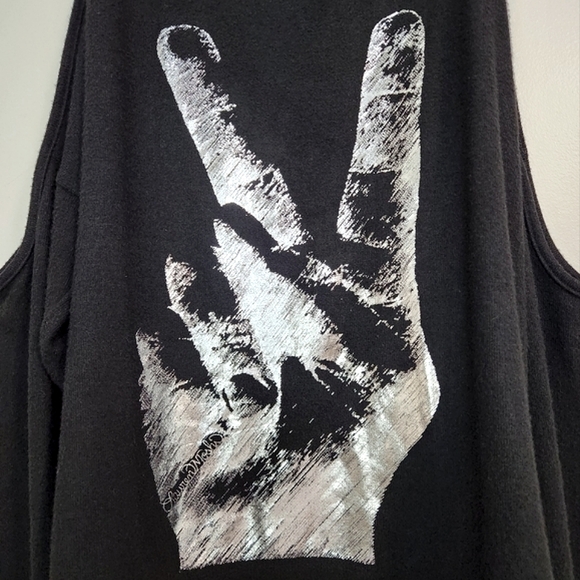 🔥ABSOLUTE FINAL💲⬇️Lauren Moshi Black Cold Shoulder Silver Hand✌️, Size L~EUC - Picture 5 of 13